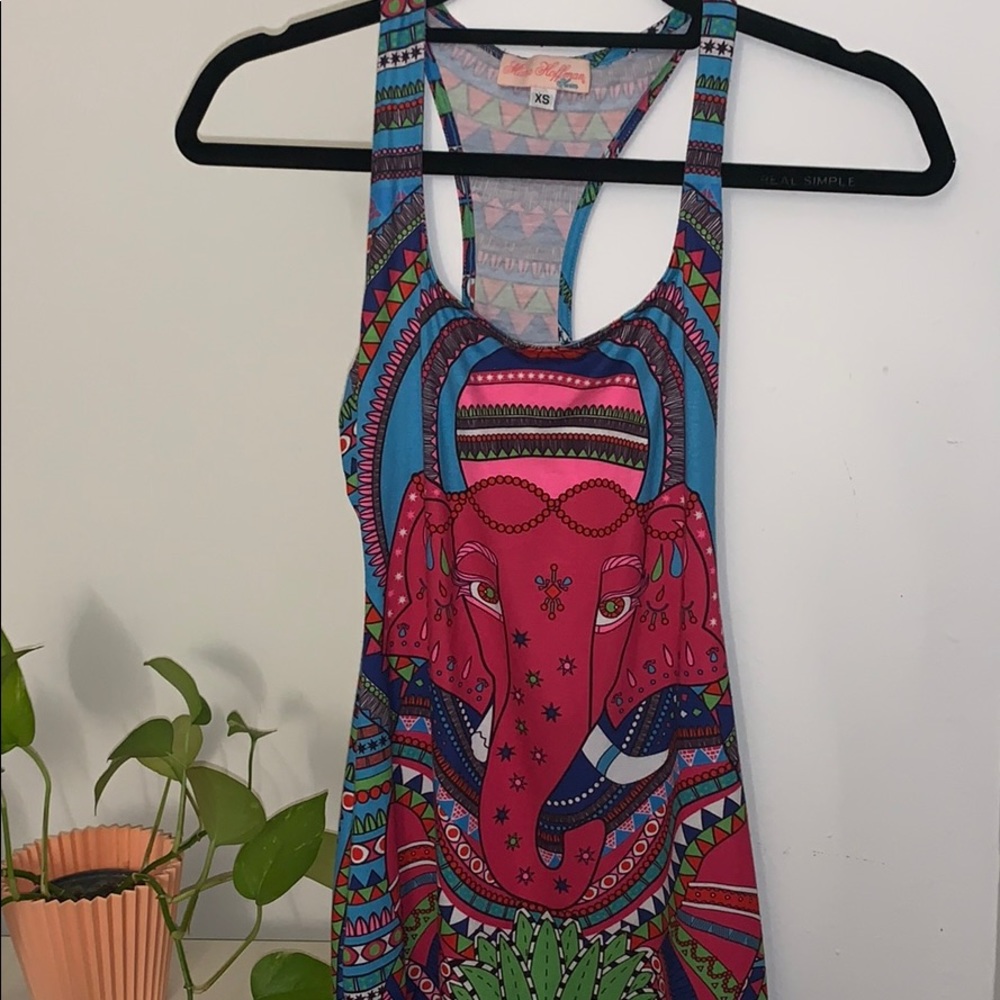 Mara Hoffman Pink & Teal Elephant Print Tank Dress